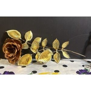 HOMCO ROSE WALL DECR METAL BRASS GOLD TONE 14"‎ X 5" (2058)